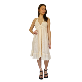 Φόρεμα κοντό βαμβακερό που δένει στο λαιμό