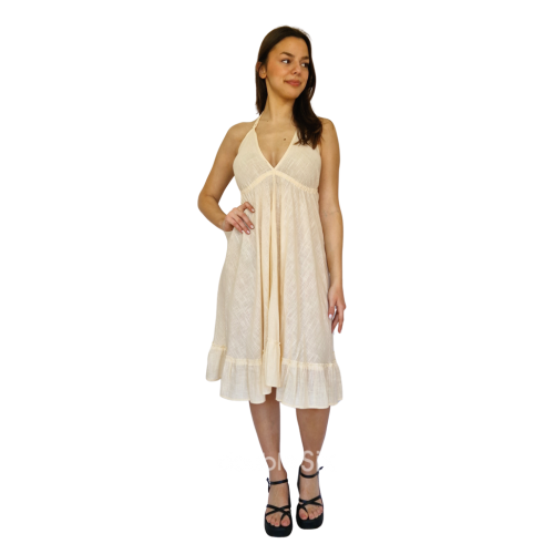 Φόρεμα κοντό βαμβακερό που δένει στο λαιμό Φόρεμα κοντό βαμβακερό που δένει στο λαιμό